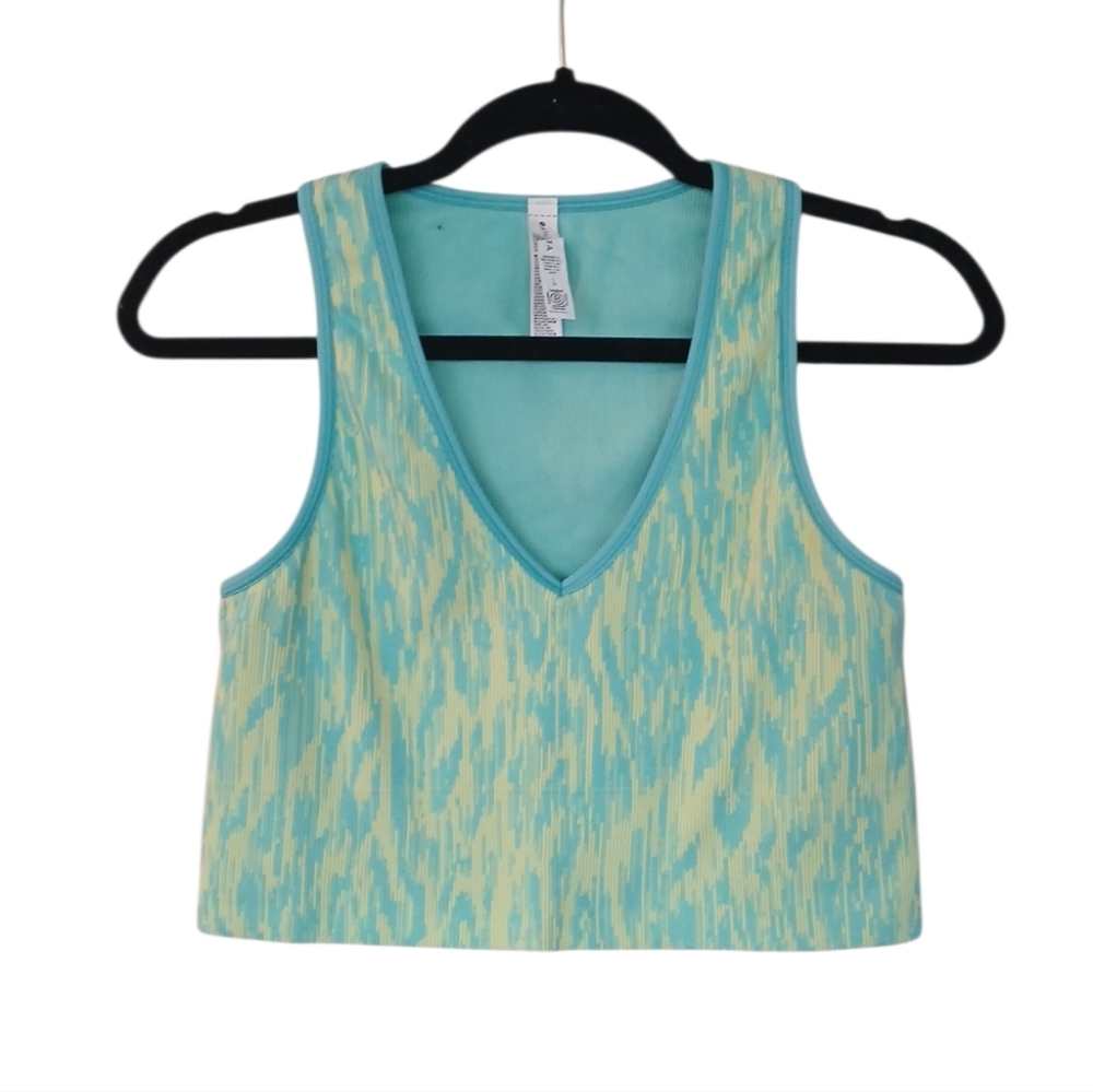 Athleta Aurora Seamless Crop Rib Tank Reef Green Size Large